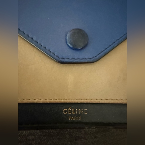 Céline authentic wallet Blue, Beige and Black leather card case - Picture 2 of 9